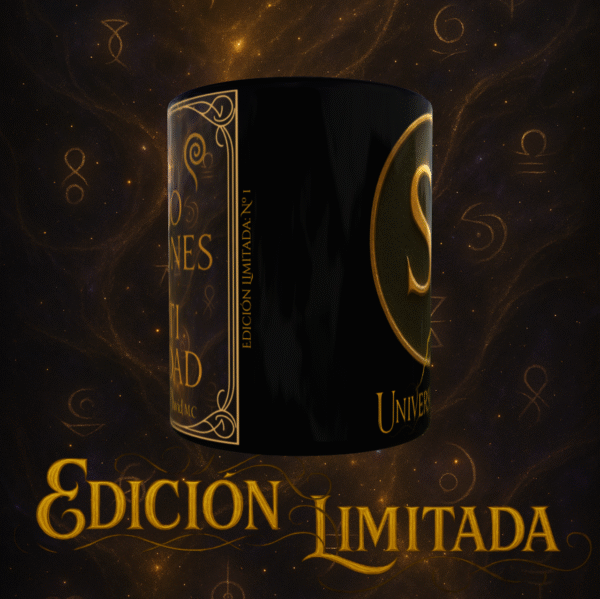 TAZA NEGRA 8 PANTEONES EDICION LIMITADA CENTRO Taza Negra – Edición Limitada “Los Ocho Panteones de la Multi-Realidad”