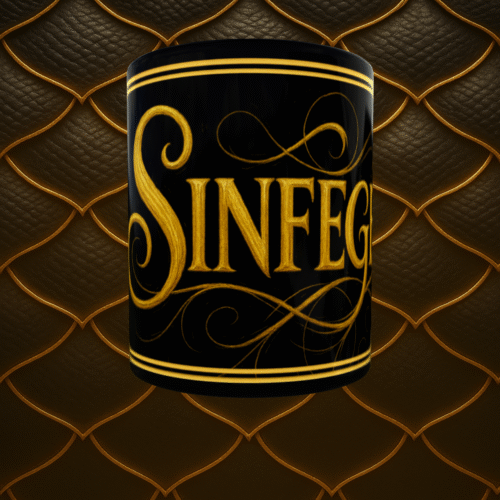 TAZA NEGRA SINFEGER CON MARCO PORTADA Taza negra Sinfeger - Marco Dorado